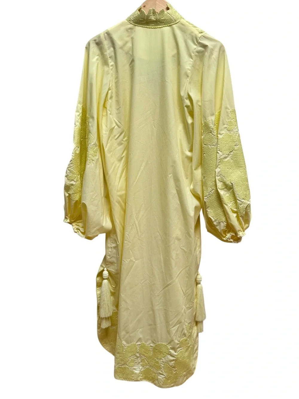 Yuliya Magdych Yellow Caftan Embroidered Roses Muslin Dress Caftan